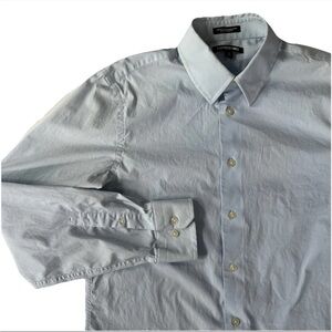 Express 1MX Modern Fit Men’s Dress Shirt M Light Blue Business Casual Stretch